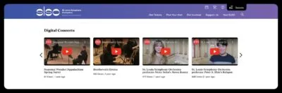 An image of the Watch and Listen page on the Saint Louis Symphony Orchestra website. 