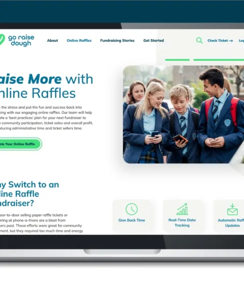 Go Raise Dough's website on a laptop screen.