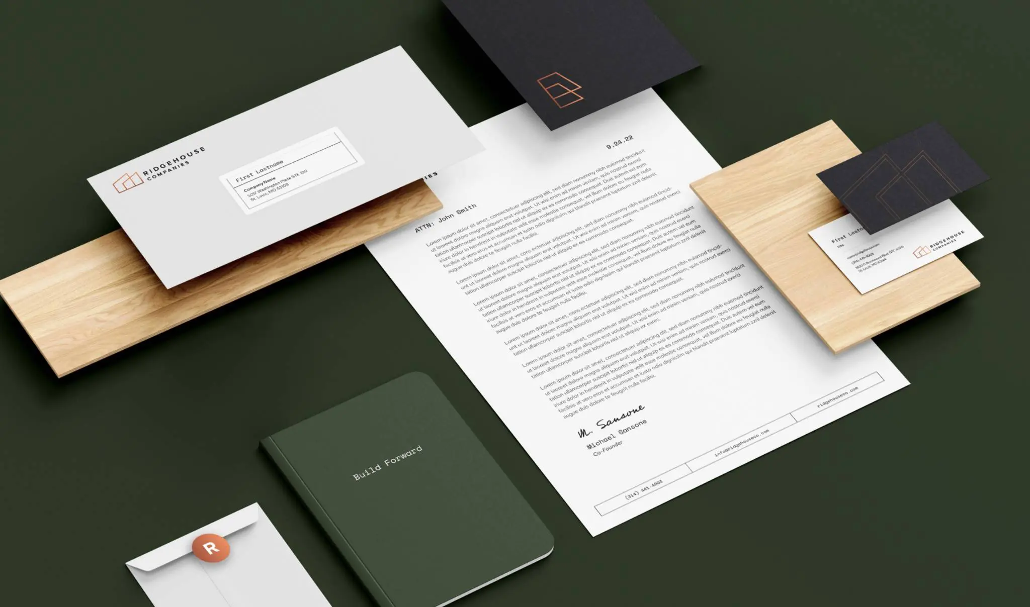 Ridgehouse printed business collateral